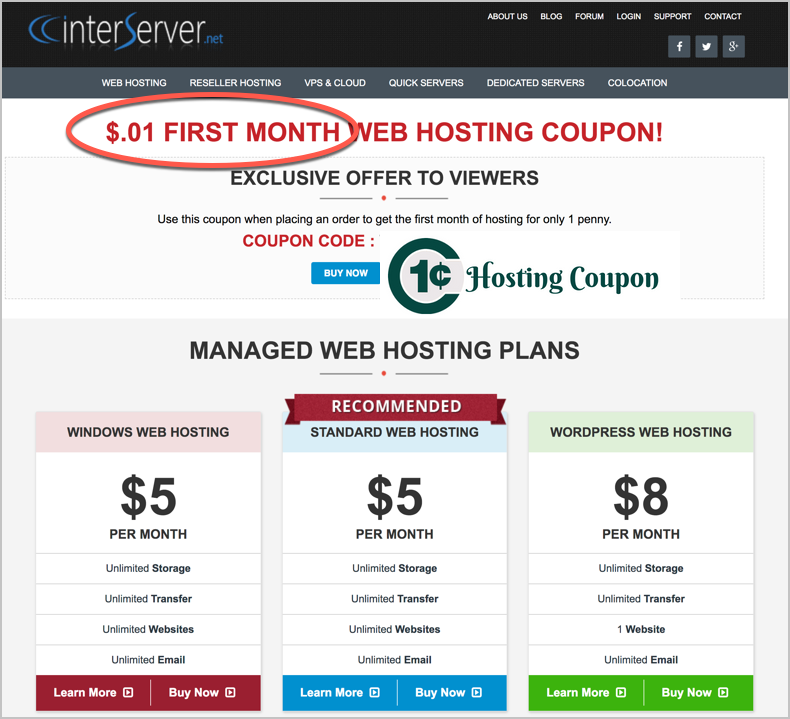 Interserver 1 cent VPS Hosting Coupon, $.01 Interserver VPS Promo Code